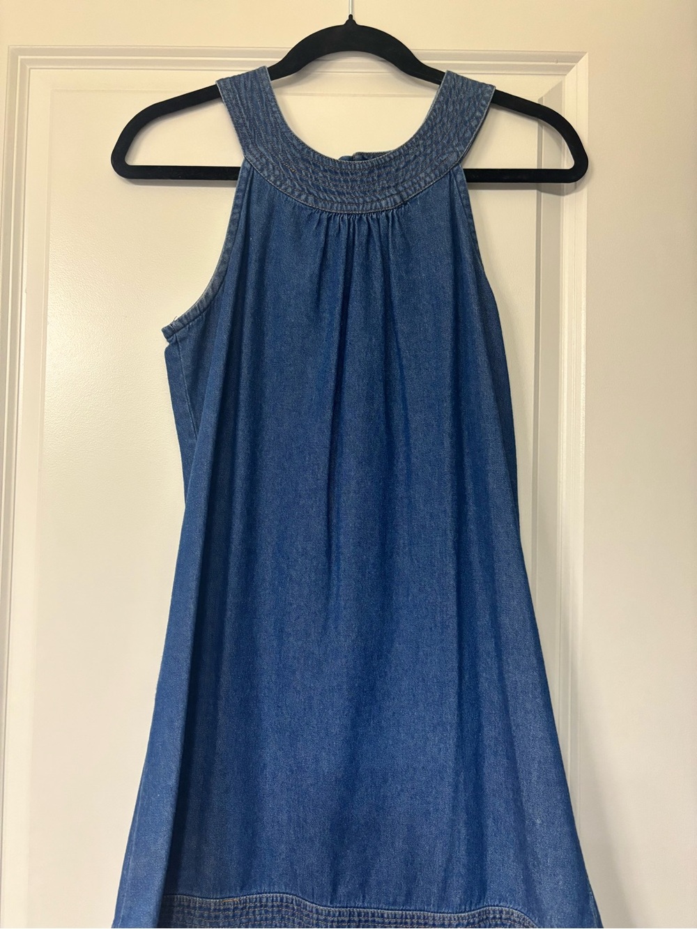 Sleeveless Denim Halter Top - Blue